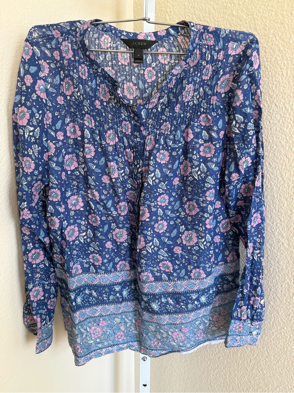 J.Crew Cotton Voile Popover in Floral Blue Multi - Size 0 - Picture 6 of 8